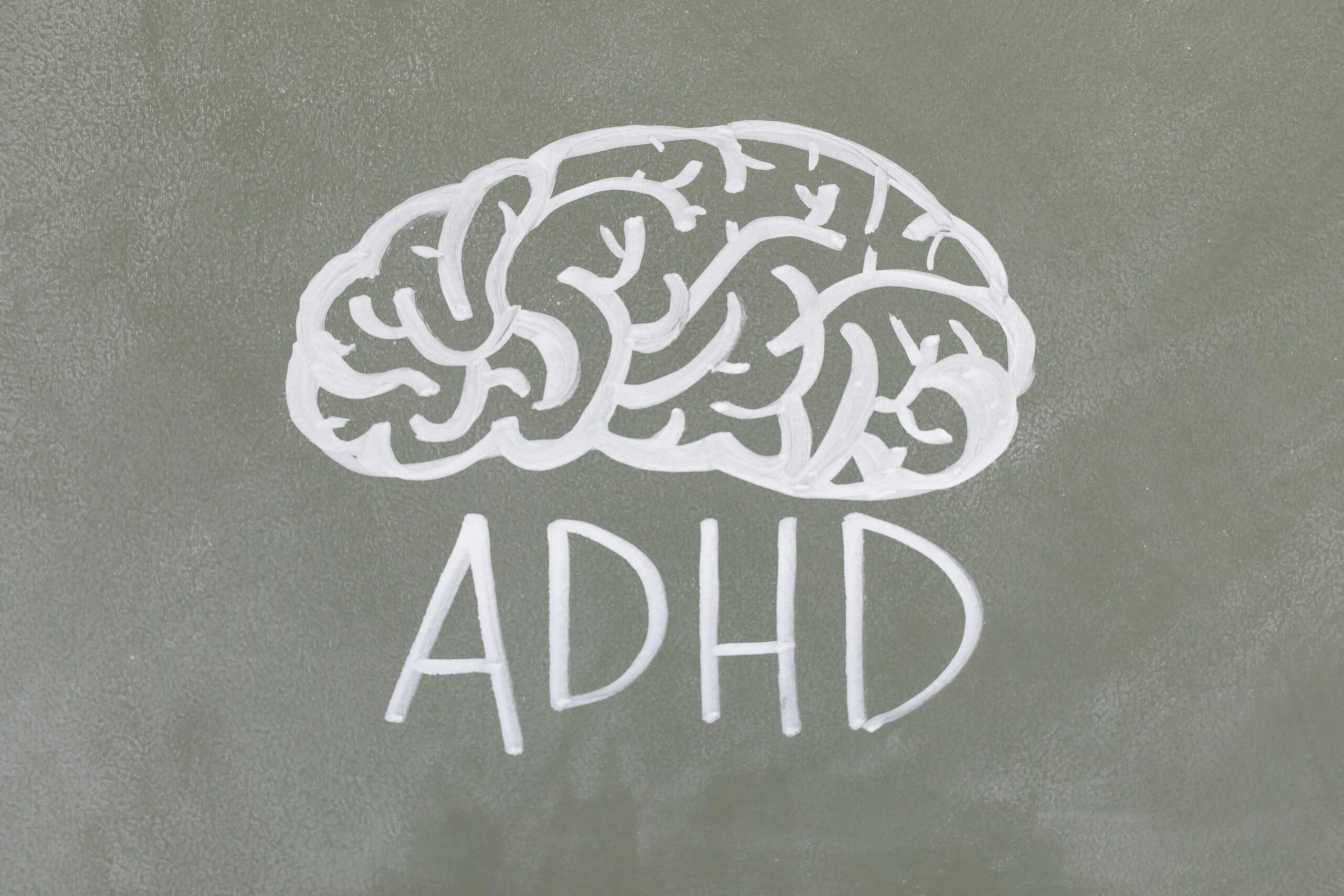 Chalkboard drawing depicting ADHD for mental health awareness.